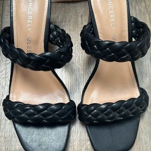 Sincerely Jules black braided heels. Size 8. Only worn a few times